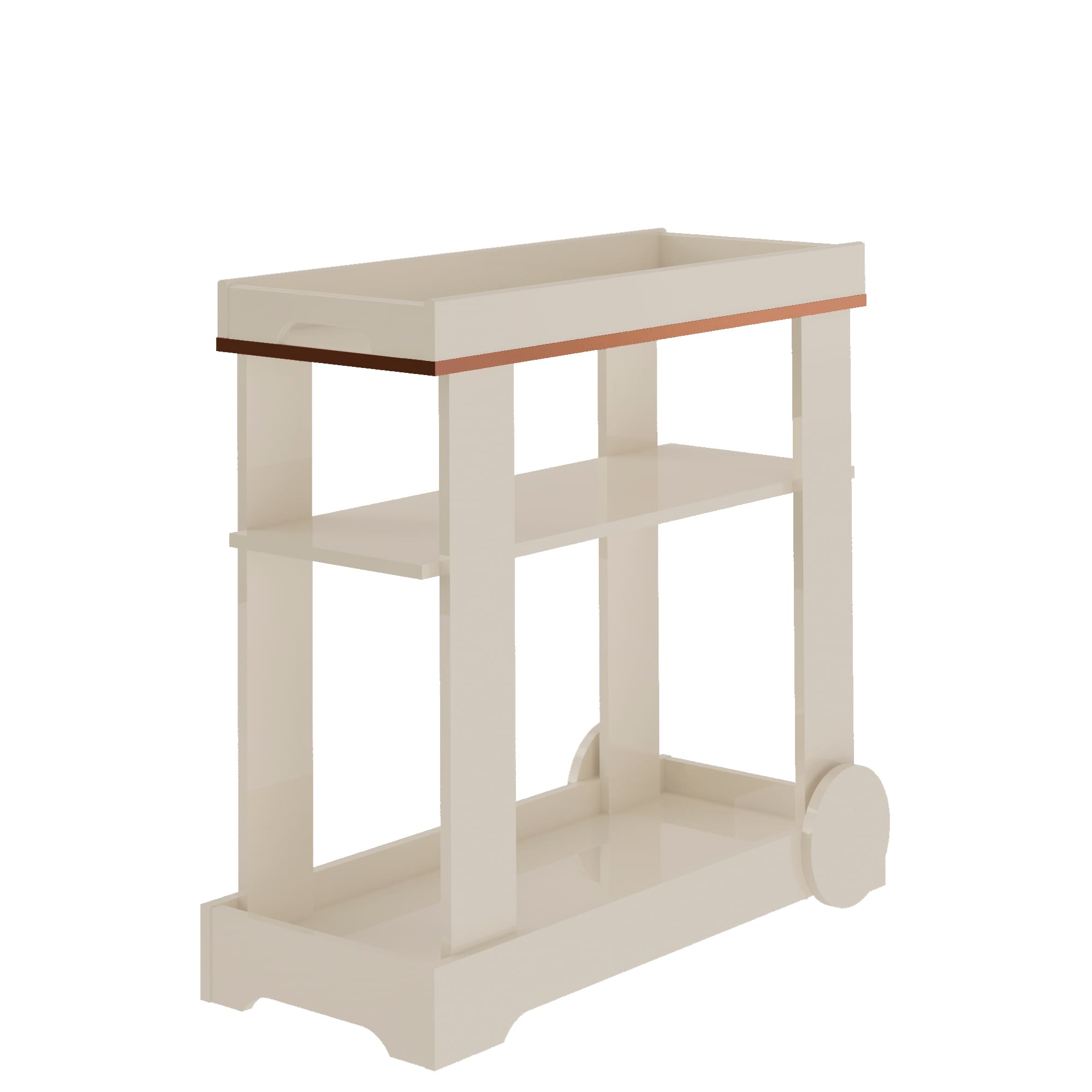 Carrinho Bar Artely Móveis Rosé 1 Prateleira Rodízios Funcionais MDF - Off White - 2