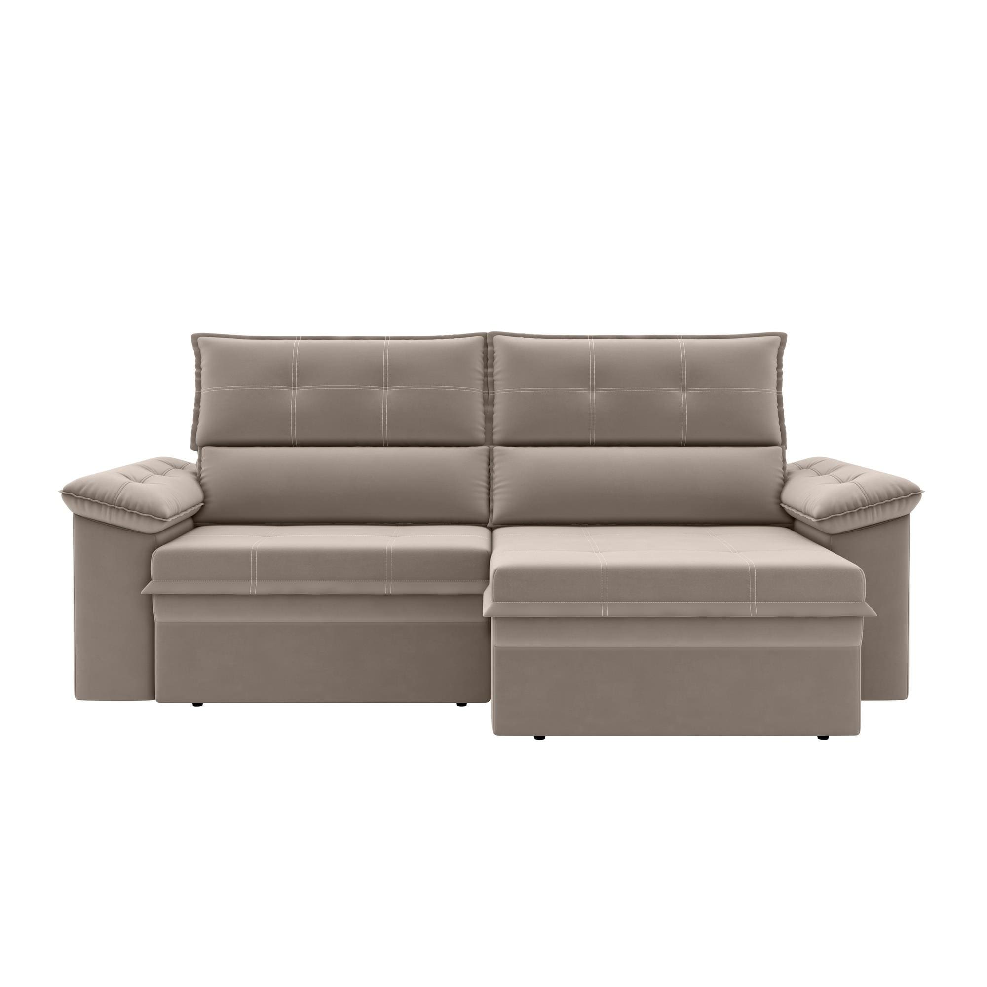 Sofá 3 Lugares Luizzi Alaska 205cm Retrátil Reclinável Veludo - Capuccino - 2
