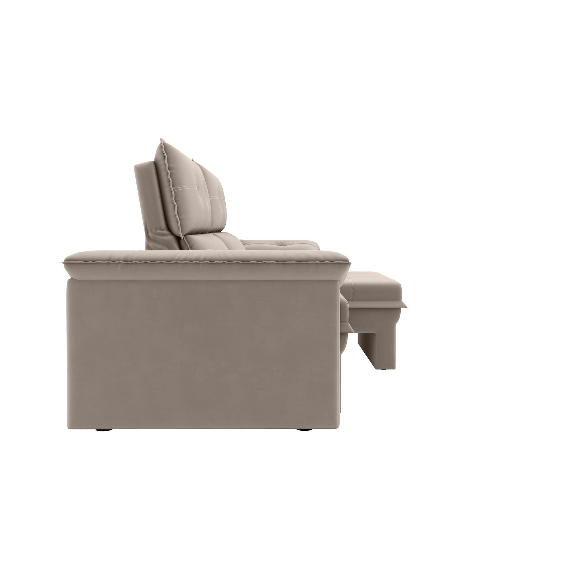 Sofá 3 Lugares Luizzi Alaska 205cm Retrátil Reclinável Veludo - Capuccino - 3