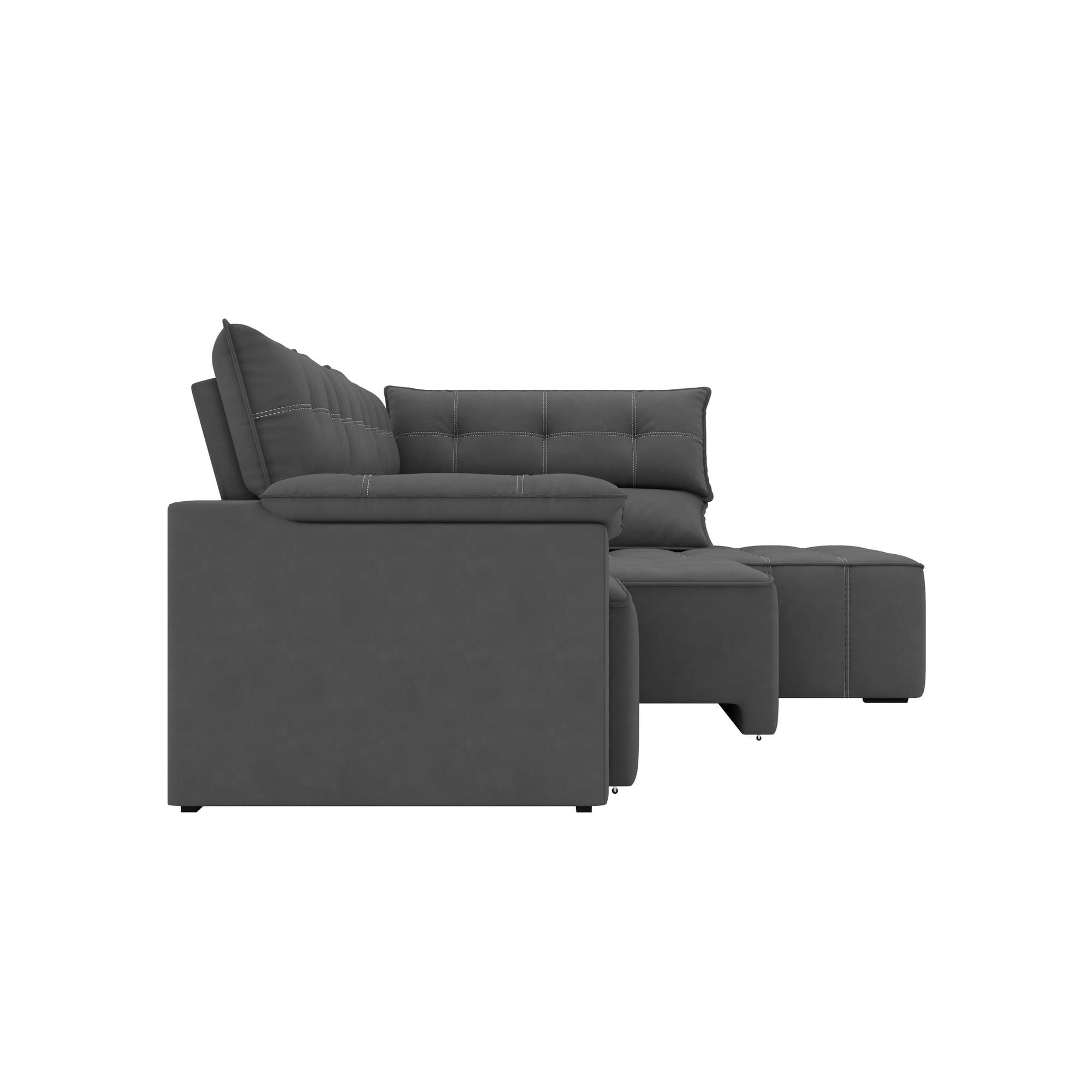 Sofá de Canto 5 Lugares Luizzi Santorini 230cm Retrátil Chaise Veludo - CONJ MOD CANTO RT/RC LUIZZI SANTORINI VEL CINZA - 3