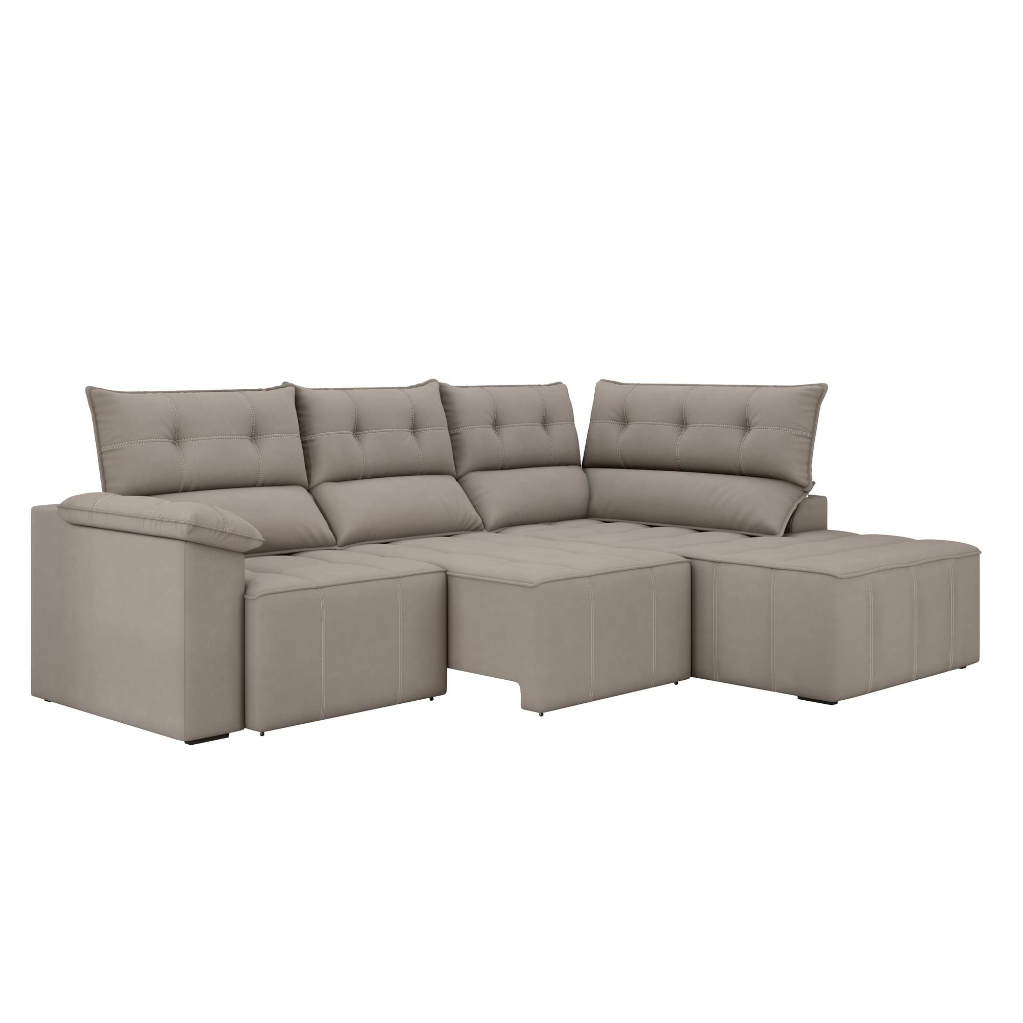 Sofá de Canto 5 Lugares Luizzi Santorini 230cm Retrátil Chaise Veludo - CONJ MOD CANTO RT/RC LUIZZI SANTORINI VEL CAPUC - 1