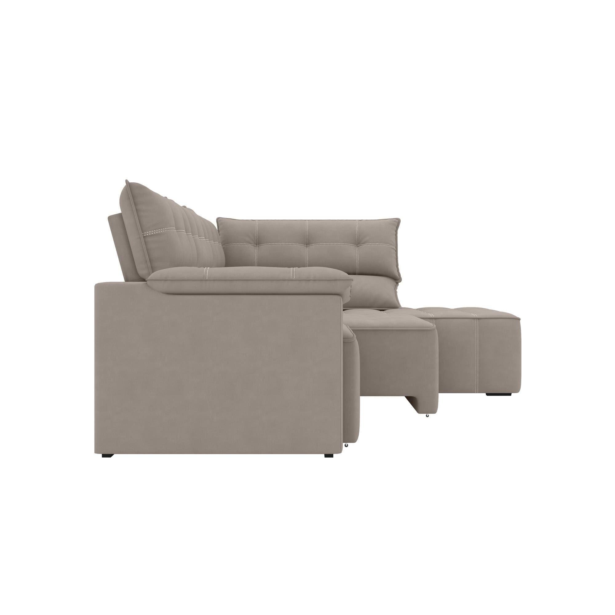 Sofá de Canto 5 Lugares Luizzi Santorini 230cm Retrátil Chaise Veludo - CONJ MOD CANTO RT/RC LUIZZI SANTORINI VEL CAPUC - 3