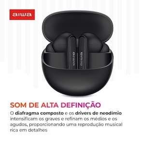 Fone de Ouvido Earbud AIWA AWS-EB-04B Cancelamento de Ruído IPX4 26h de Bateria Preto - 1