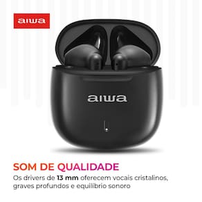 Fone de Ouvido Eardbud AIWA AWS-EB-05-B Bluetooth Cancelamento de Ruído e 24h de Bateria Preto - 1