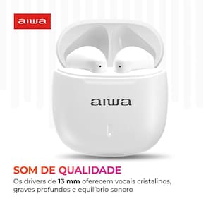 Fone de Ouvido Eardbud AIWA AWS-EB-05-W Bluetooth Cancelamento de Ruído e 24h de Bateria Branco - 1