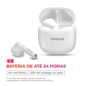 Fone de Ouvido Eardbud AIWA AWS-EB-05-W Bluetooth Cancelamento de Ruído e 24h de Bateria Branco - 3