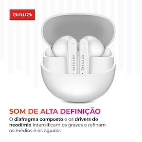 Fone de Ouvido Earbud AIWA AWS-EB-04-W Cancelamento de Ruído IPX4 26h de Bateria Branco - 1