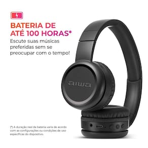 Headphone AIWA HP-03 Bluetooth 100h de Bateria IPX4 Preto - 3