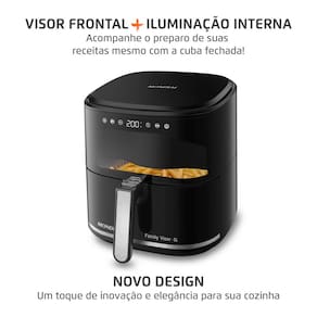 Fritadeira Air Fryer Mondial AF-50-DV Family Visor 5L 2000W Visor Frontal Digital Touch Preto - 110V - 1