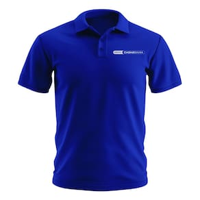 Camisa Polo Manga Curta Grupo Casas Bahia Estampada Algodão Azul