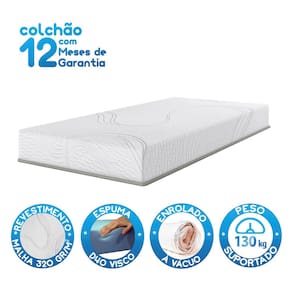 Colchão Solteiro Bartira Viena D40+D33 Até 130Kg Espuma Viscoelástica Enrolado à Vácuo 20x88x188cm - 3