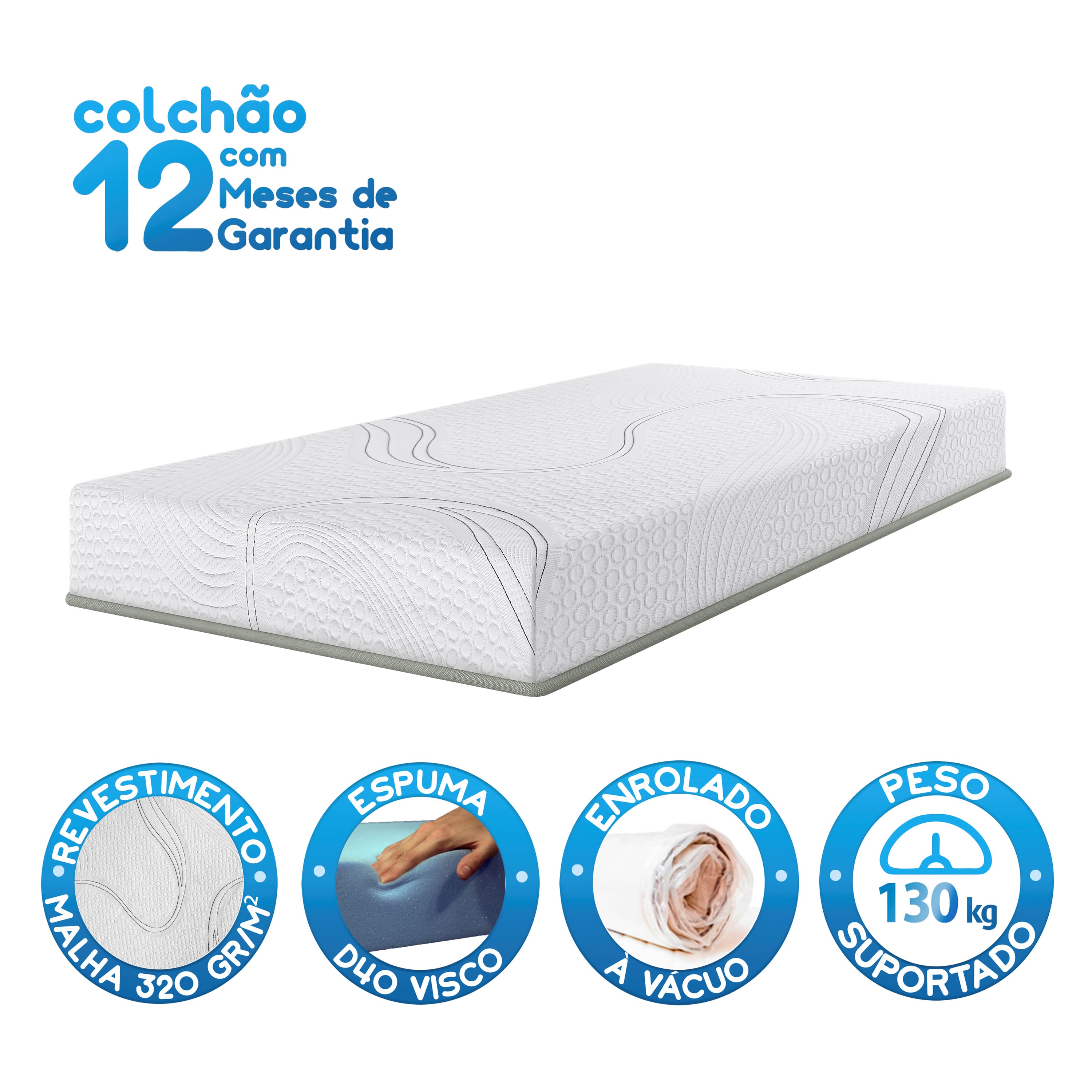 Colchão Bartira Viena Solteiro 20x88x188cm Viscoelástico D40+D33 Enrolado a Vácuo Branco - 3