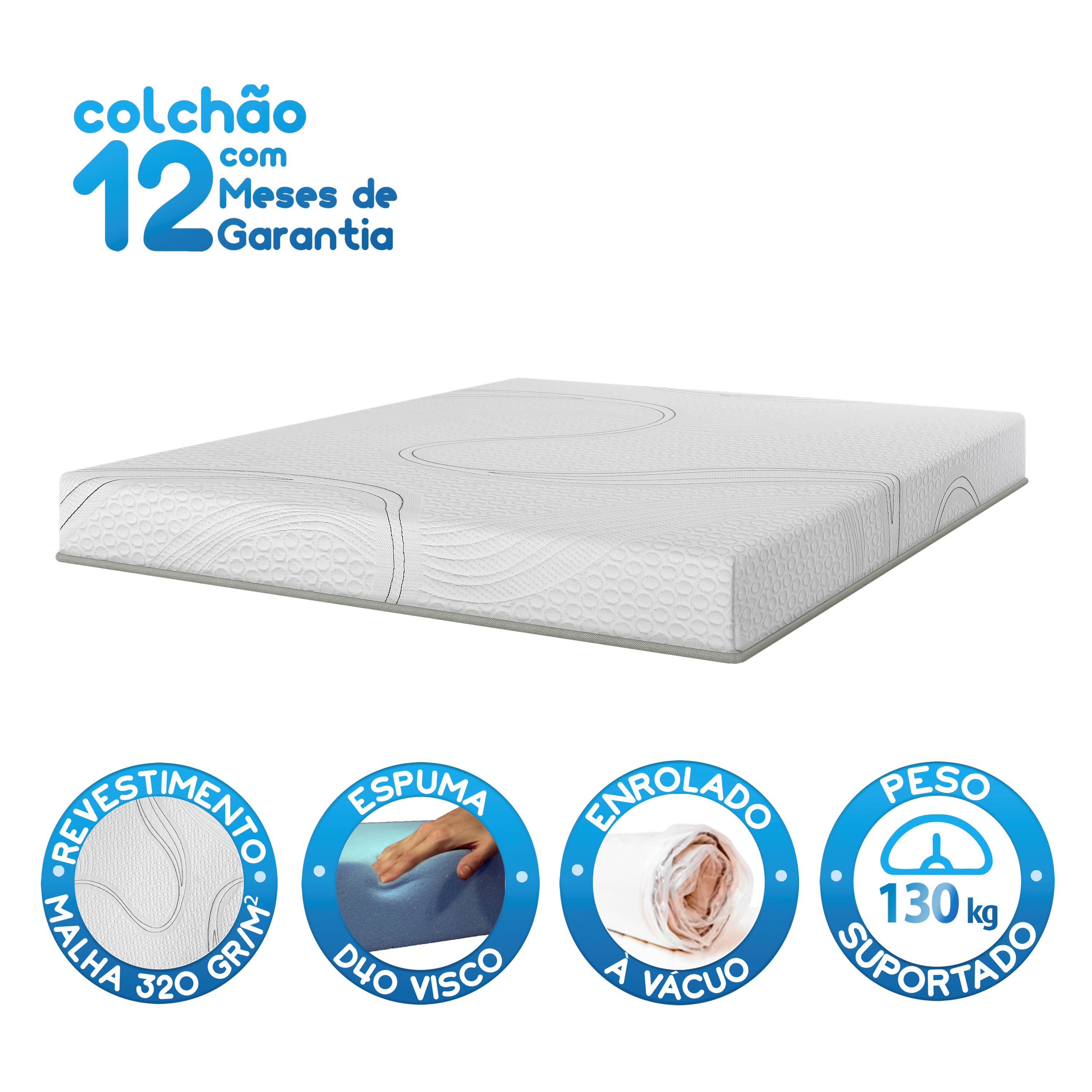 Colchão Bartira Viena Queen Size 20x158x198cm Viscoelástico D40+D33 Enrolado a Vácuo Branco - 3