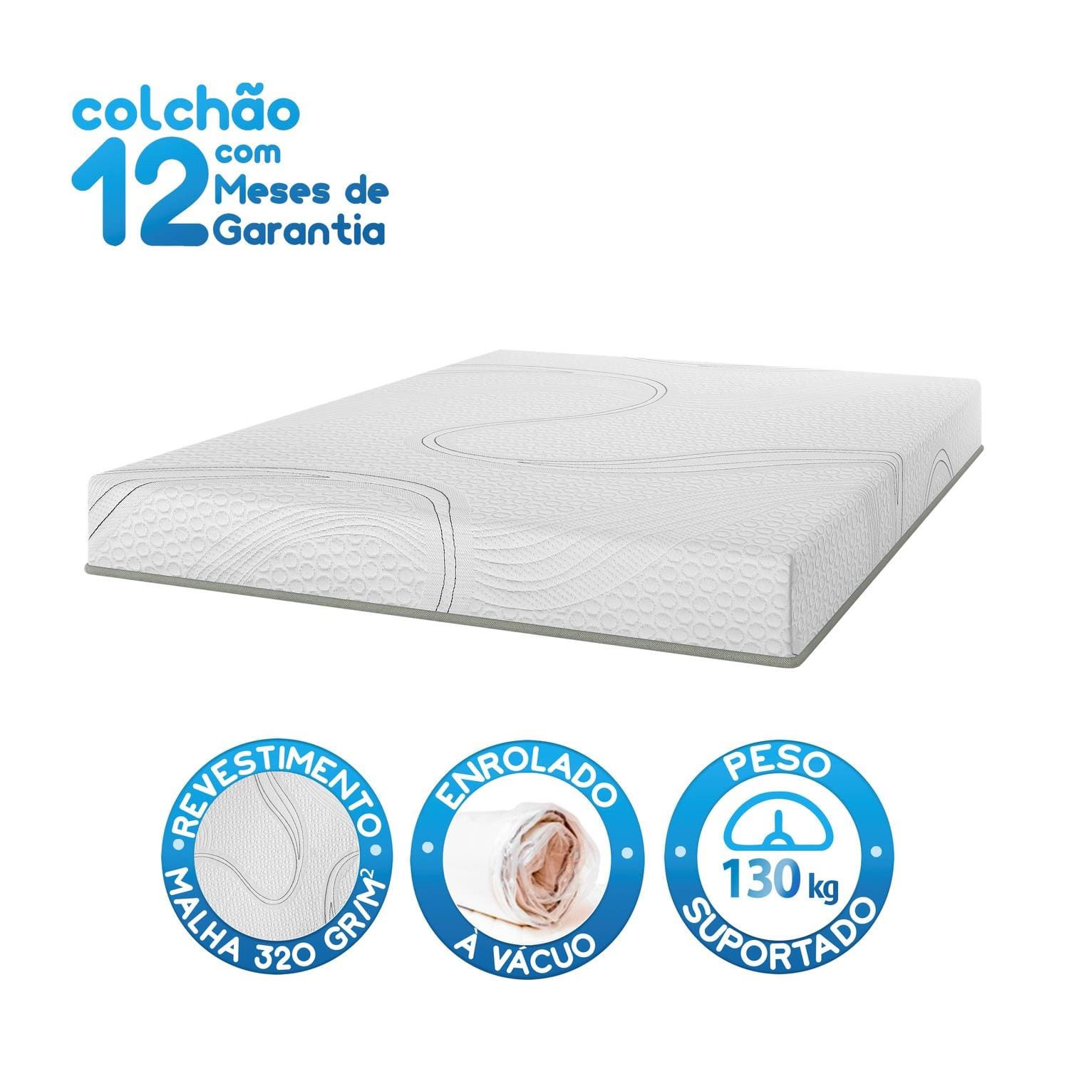 Colchão Casal Bartira Volare 17x138x188cm D33 Espuma Malha Branco - 3