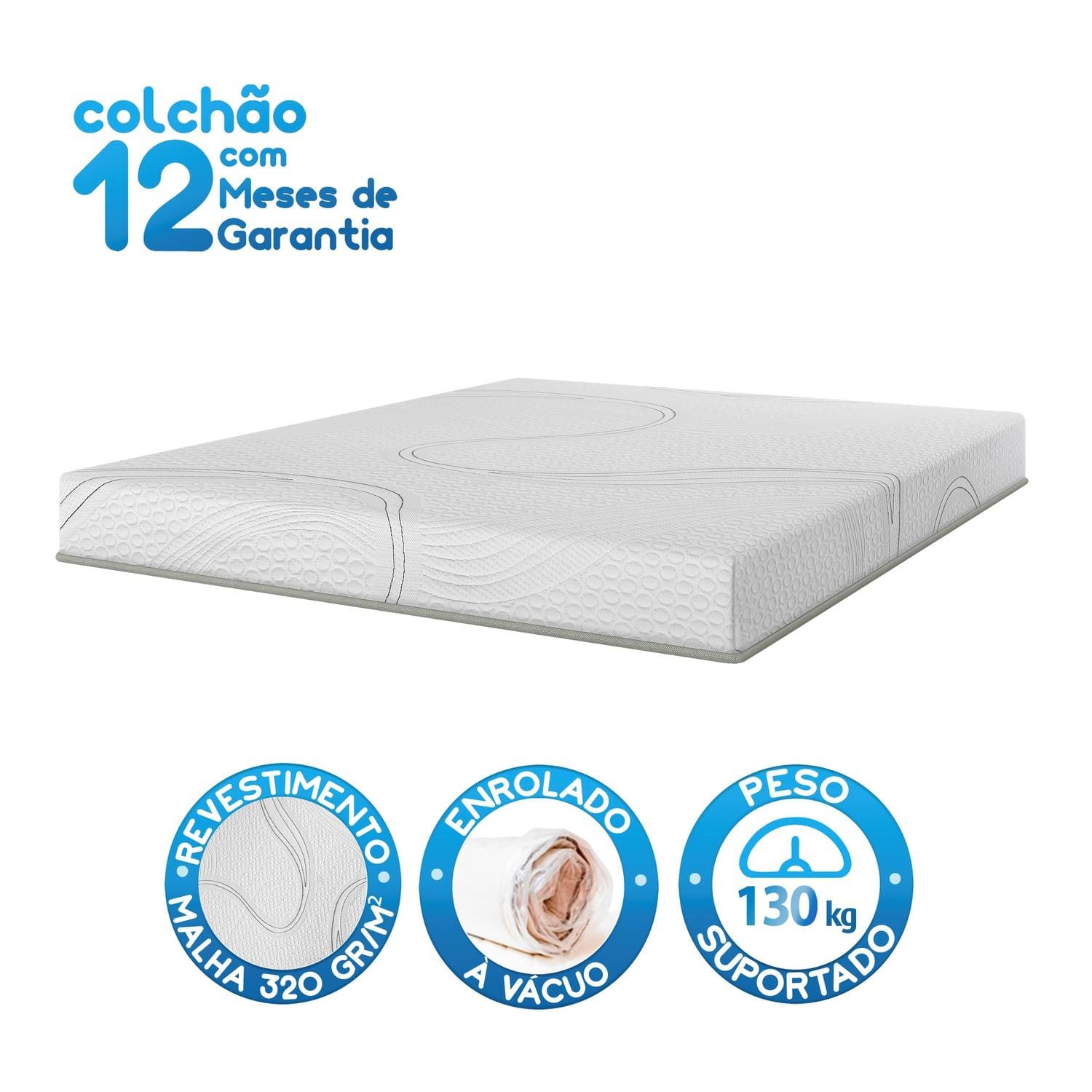 Colchão Queen Size Bartira Volare 17x158x198cm D33 Espuma Malha Branco - 3