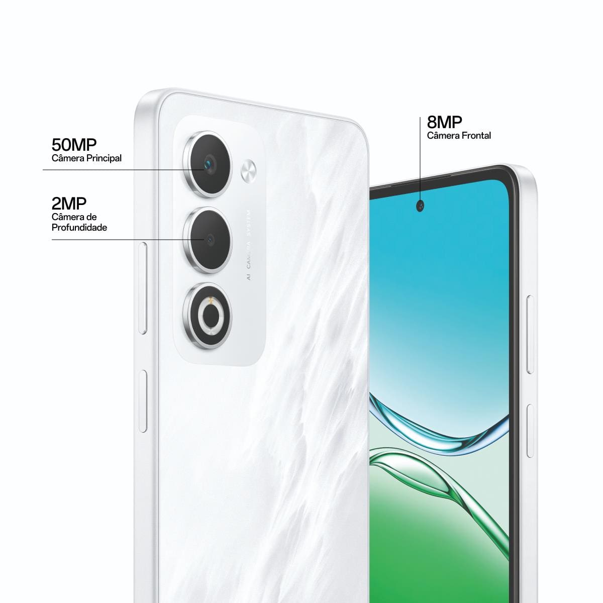 Smartphone OPPO A5 5G Tela 6.67" 256GB 8GB RAM Câmera 50MP Branco - 1