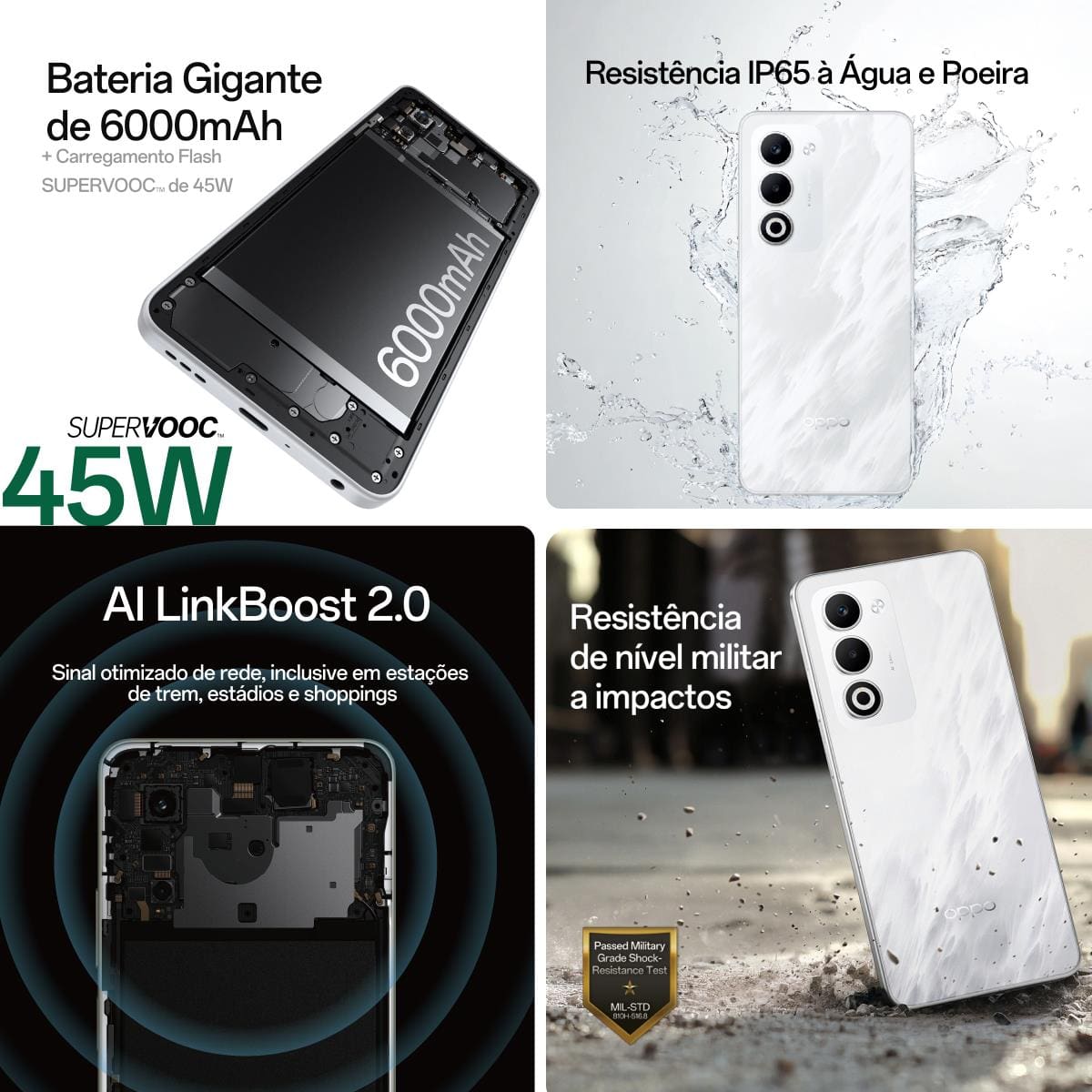 Smartphone OPPO A5 5G Tela 6.67" 256GB 8GB RAM Câmera 50MP Branco - 2