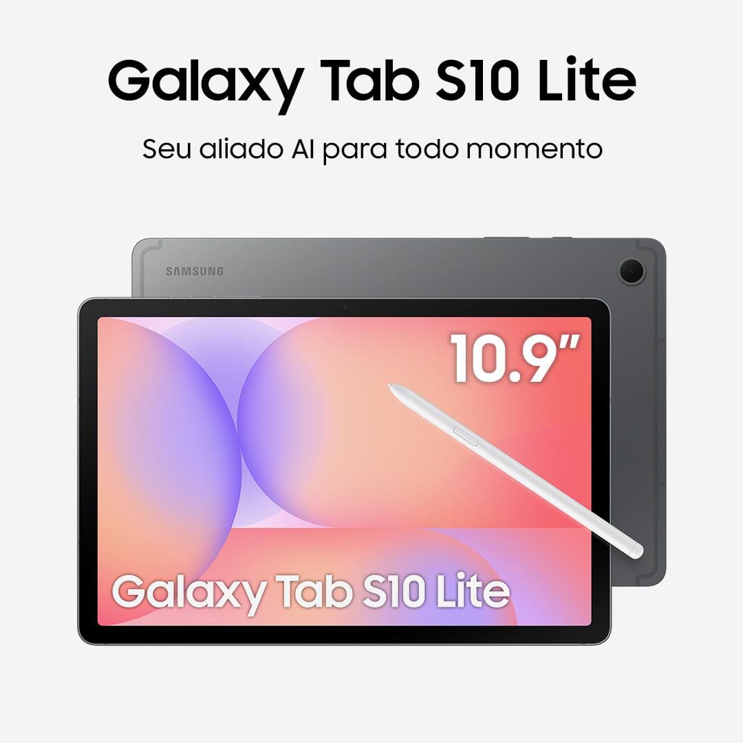 Tablet Samsung Galaxy S10 Lite 10.9" Android 15 128GB Exynos 1380 Wi-fi 8MP Caneta S Pen Capa Protetora Cinza - 1