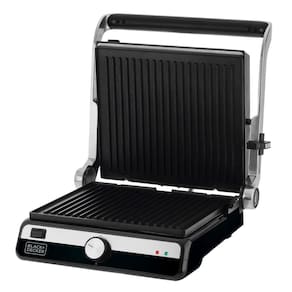 Grill Elétrico Black+Decker G1500G Gourmand Gris 1500W Abertura 180° Chapas Removíveis Antiaderente Inox - 220V - 1