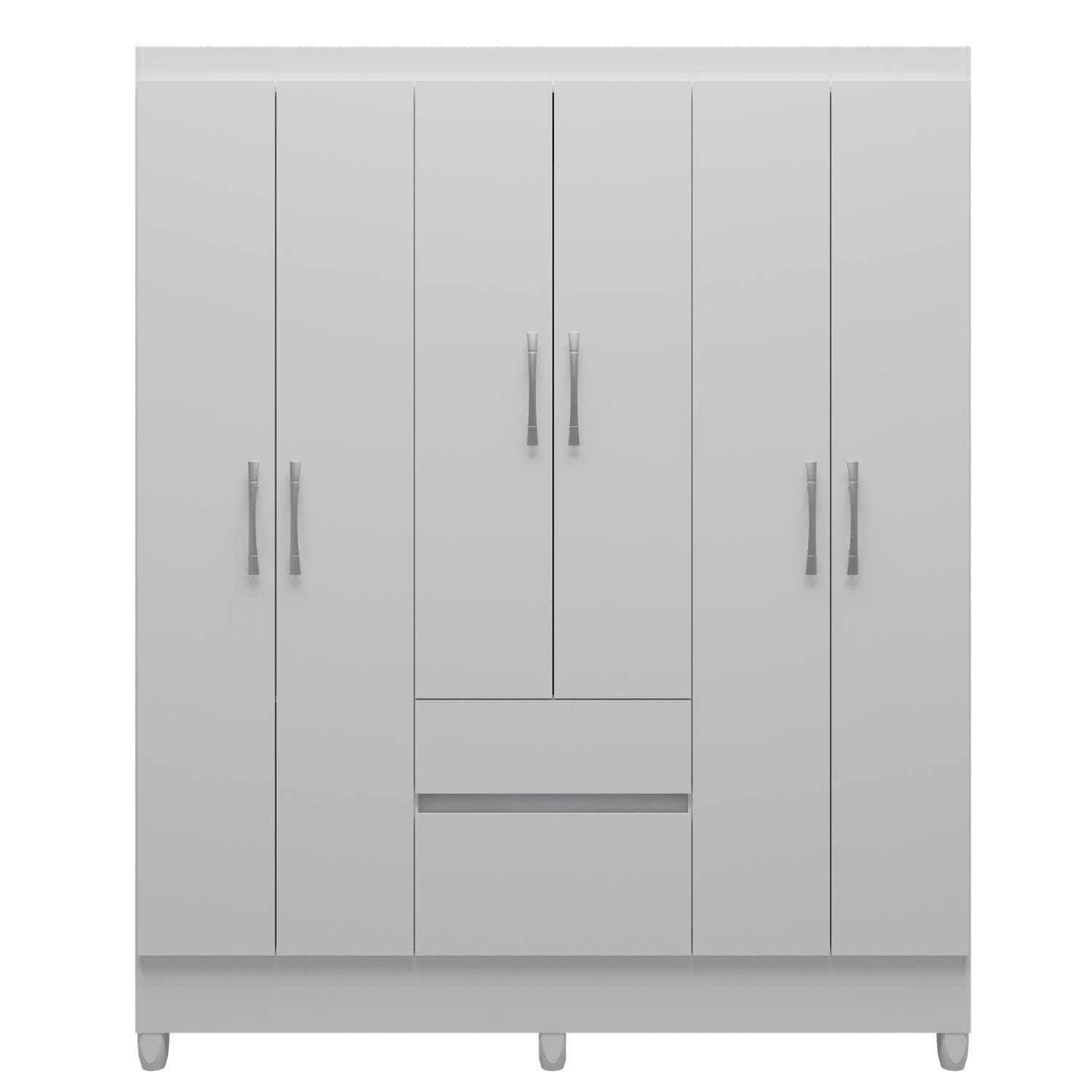 Guarda-Roupa Casal Bartira New Brusque 6 Portas 2 Gavetas Pintura UV - Branco - 1