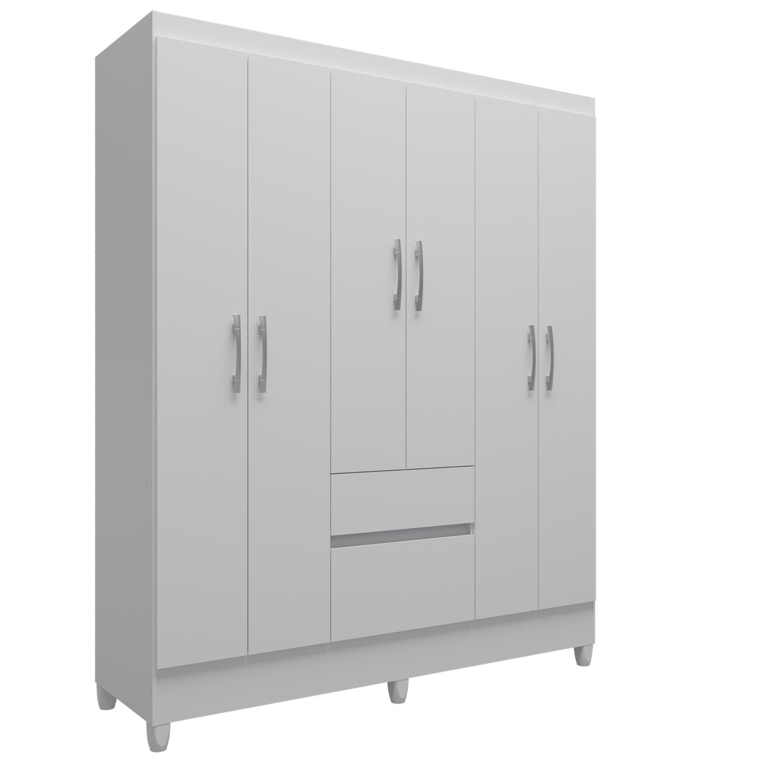 Guarda-Roupa Casal Bartira New Brusque 6 Portas 2 Gavetas Pintura UV - Branco - 3