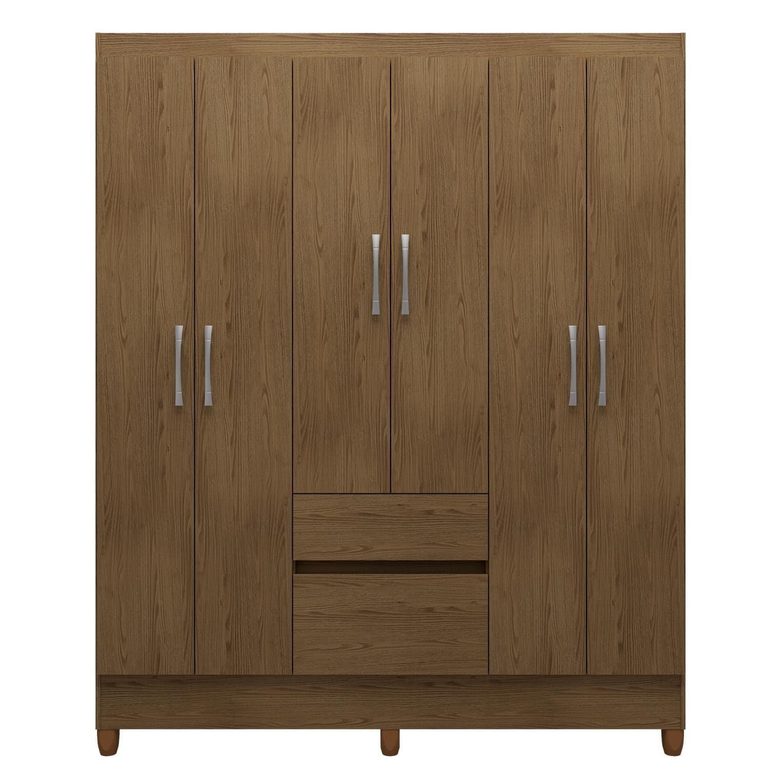 Guarda-Roupa Casal Bartira New Brusque 6 Portas 2 Gavetas Pintura UV - Avelã - 1