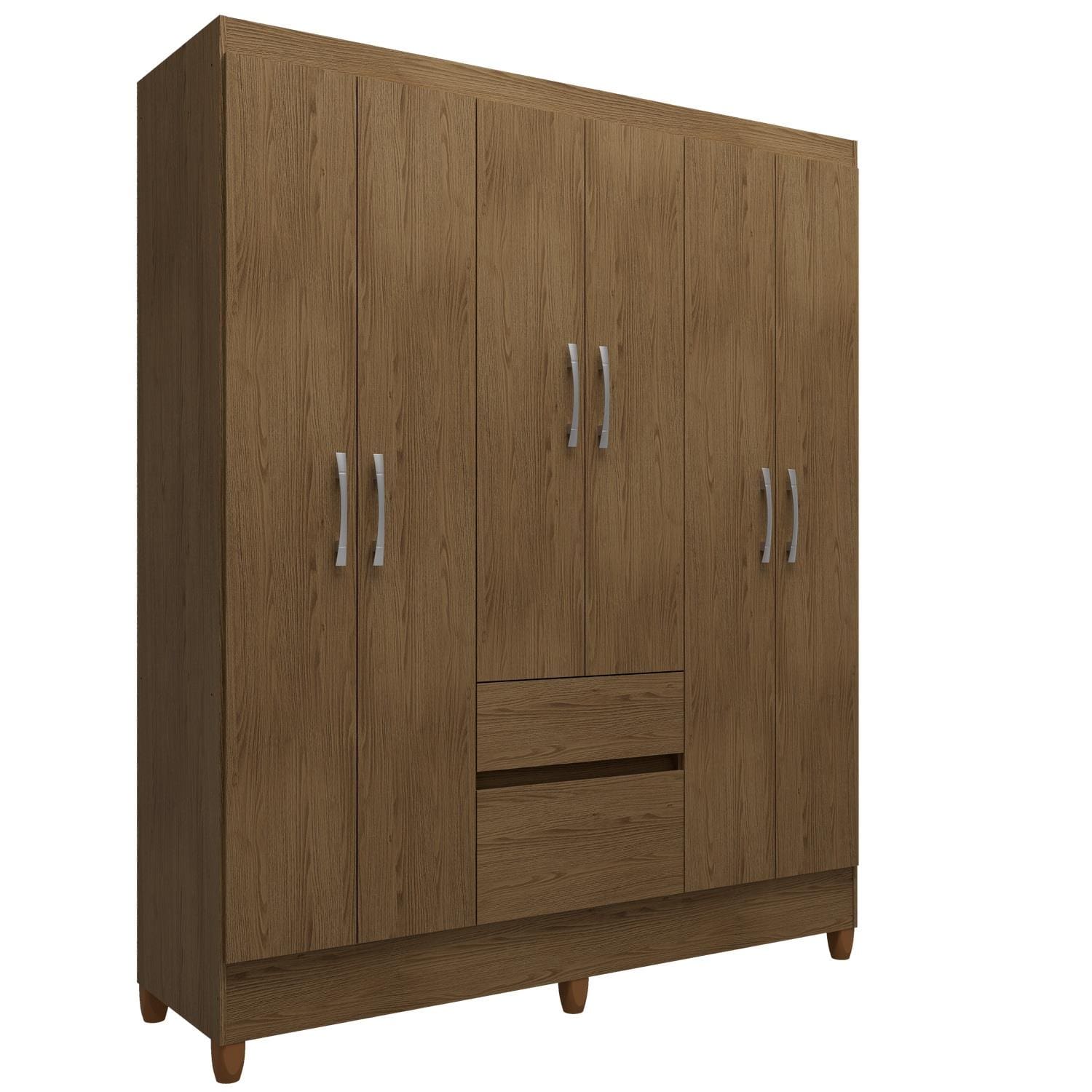 Guarda-Roupa Casal Bartira New Brusque 6 Portas 2 Gavetas Pintura UV - Avelã - 3