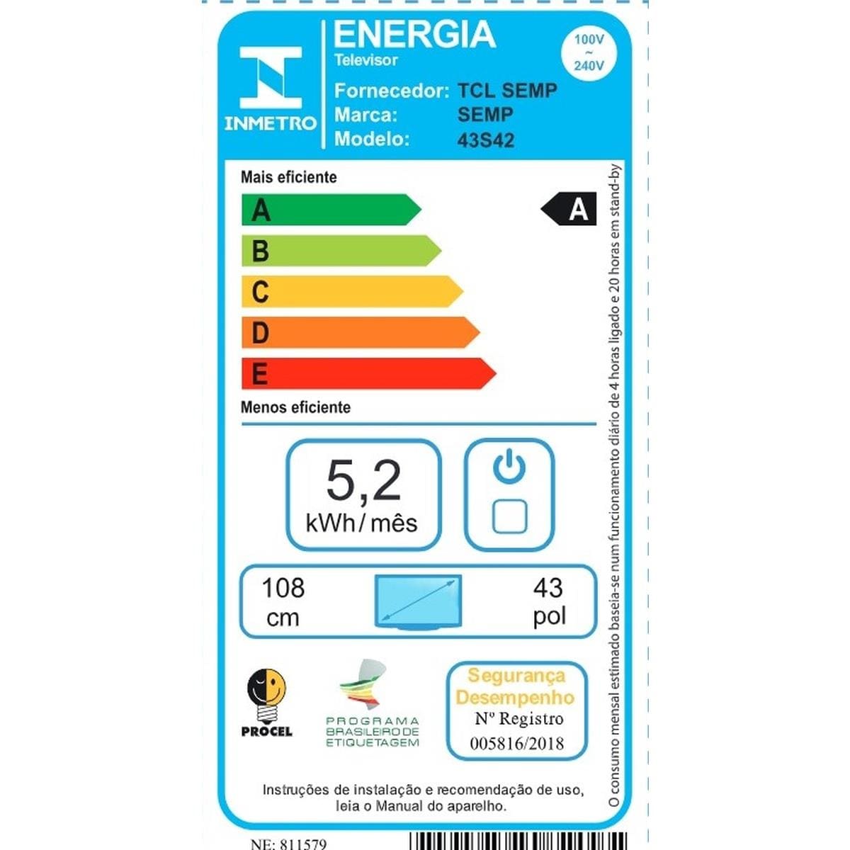 Smart TV 43” FHD Semp S42 LED Dolby Audio Google TV - 3