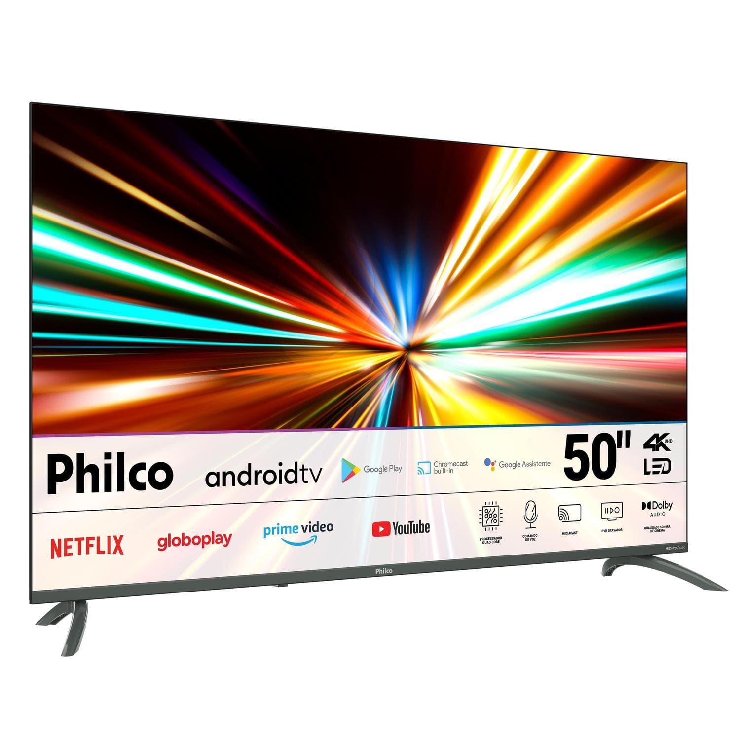 Smart TV 50” 4K LED Philco P50EAA UHD Android TV Chromecast Borda Infinita - 1