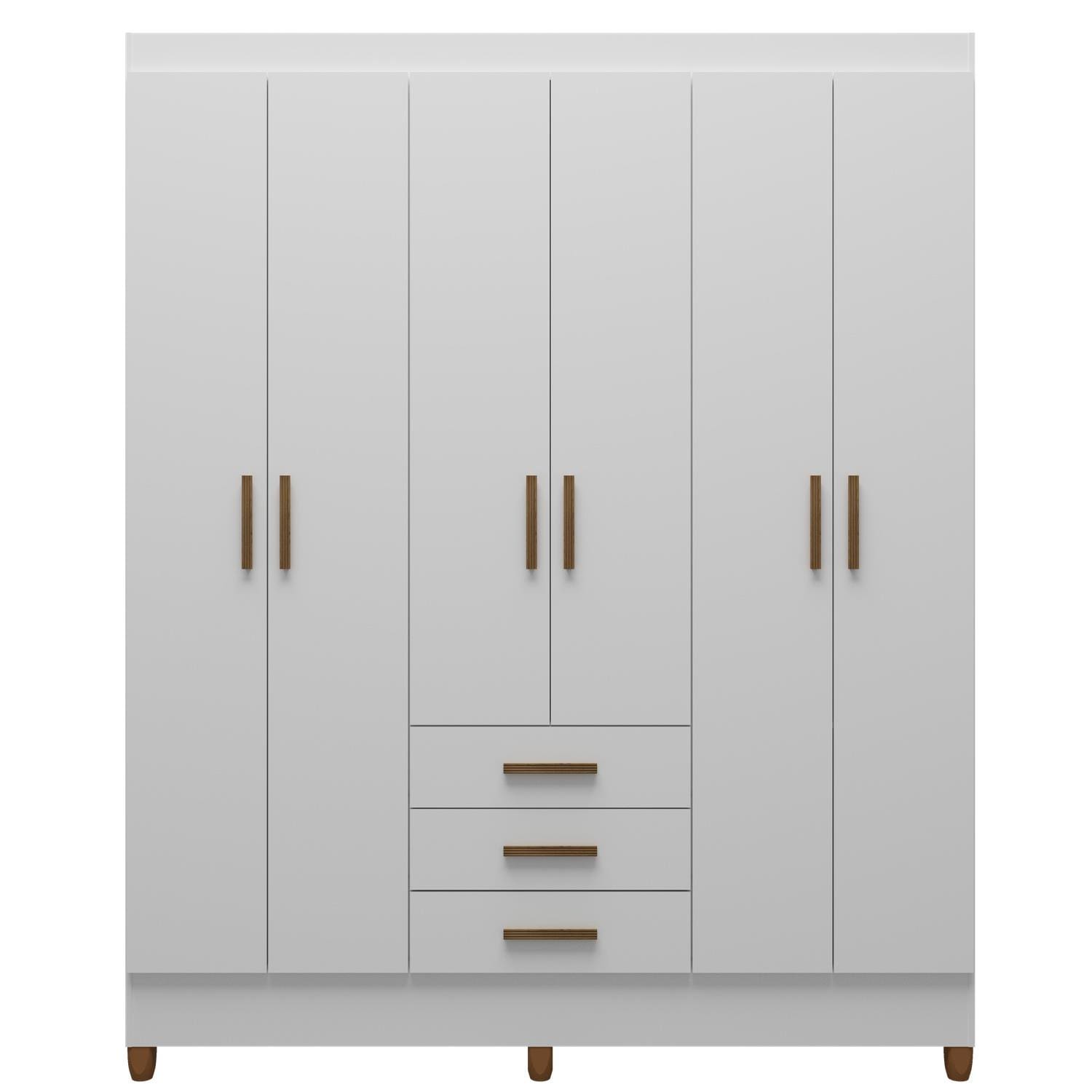 Guarda-Roupa Casal Bartira New Olimpia Plus 204x165cm 6 Portas 3 Gavetas - Branco - 1