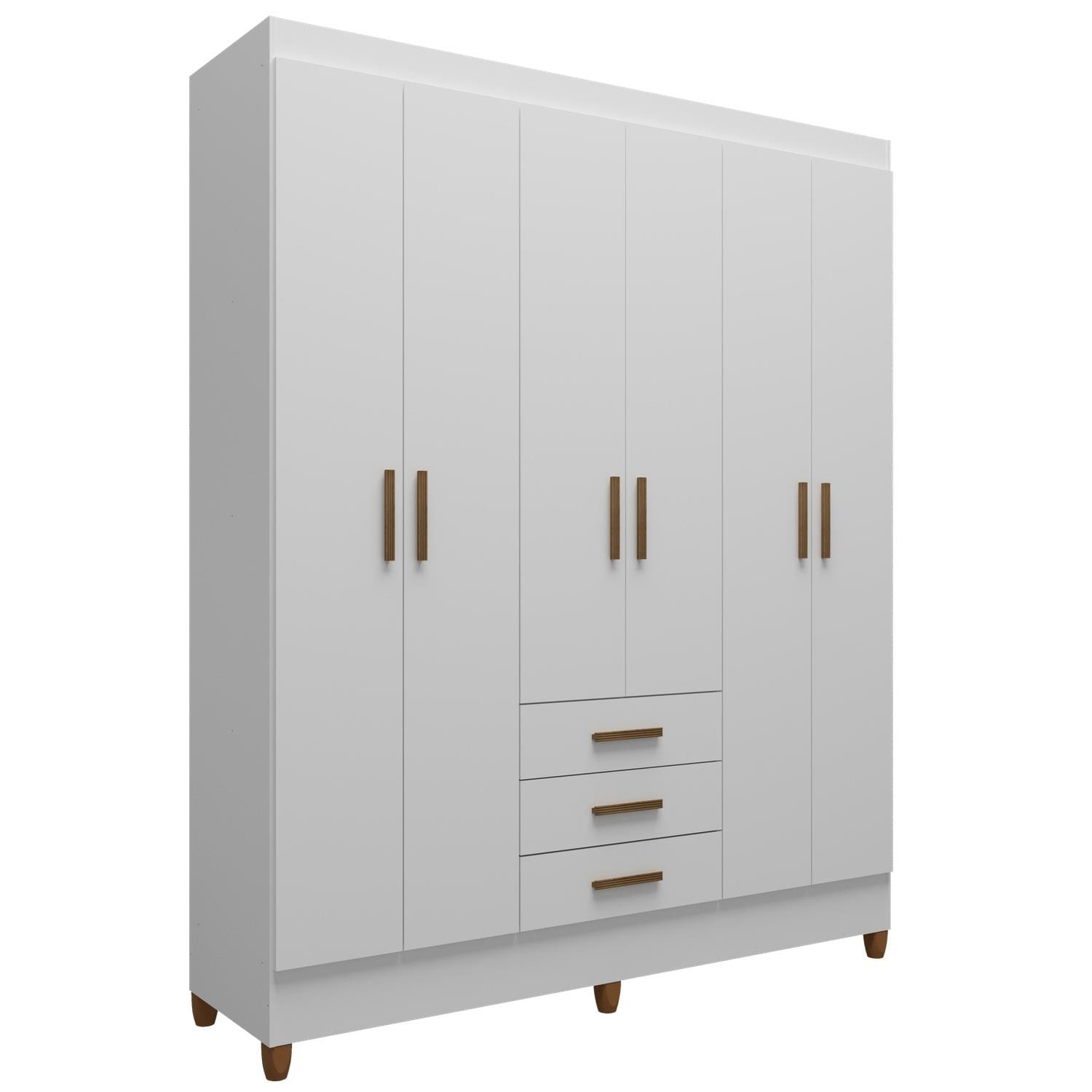 Guarda-Roupa Casal Bartira New Olimpia Plus 204x165cm 6 Portas 3 Gavetas - Branco - 2