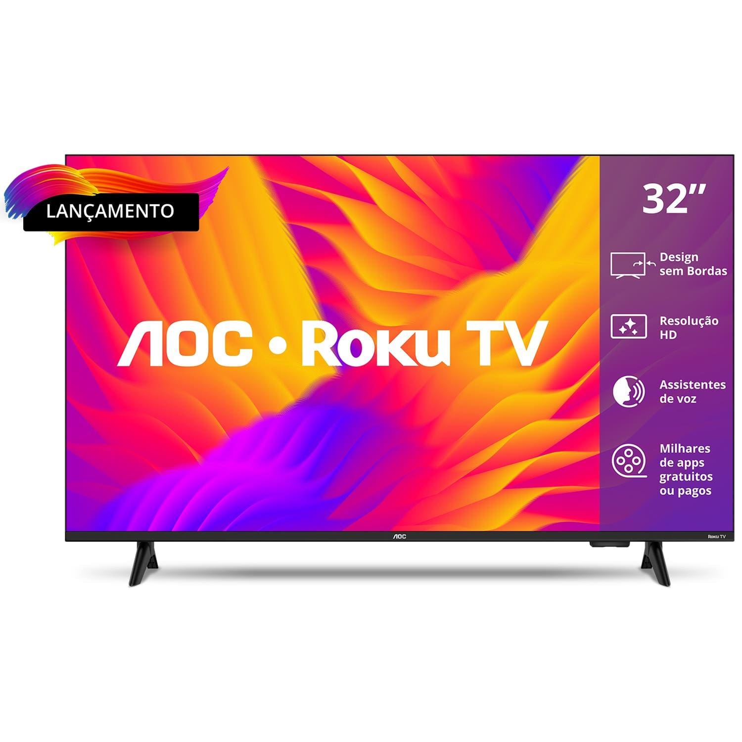 Smart TV 32" HD AOC 32S5155/78G Roku TV Wi-Fi Dolby Audio Preta - 1