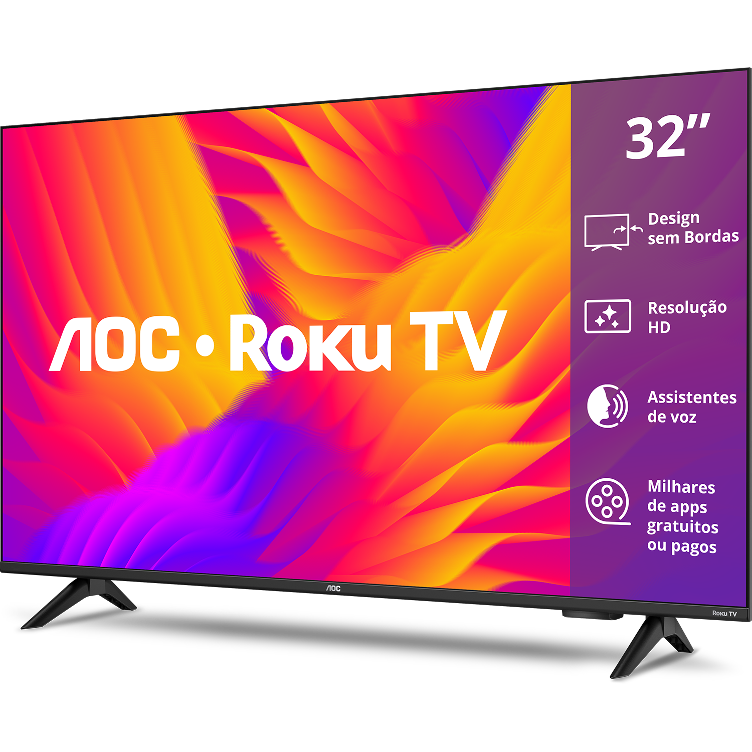 Smart TV 32" HD AOC 32S5155/78G Roku TV Wi-Fi Dolby Audio Preta - 1