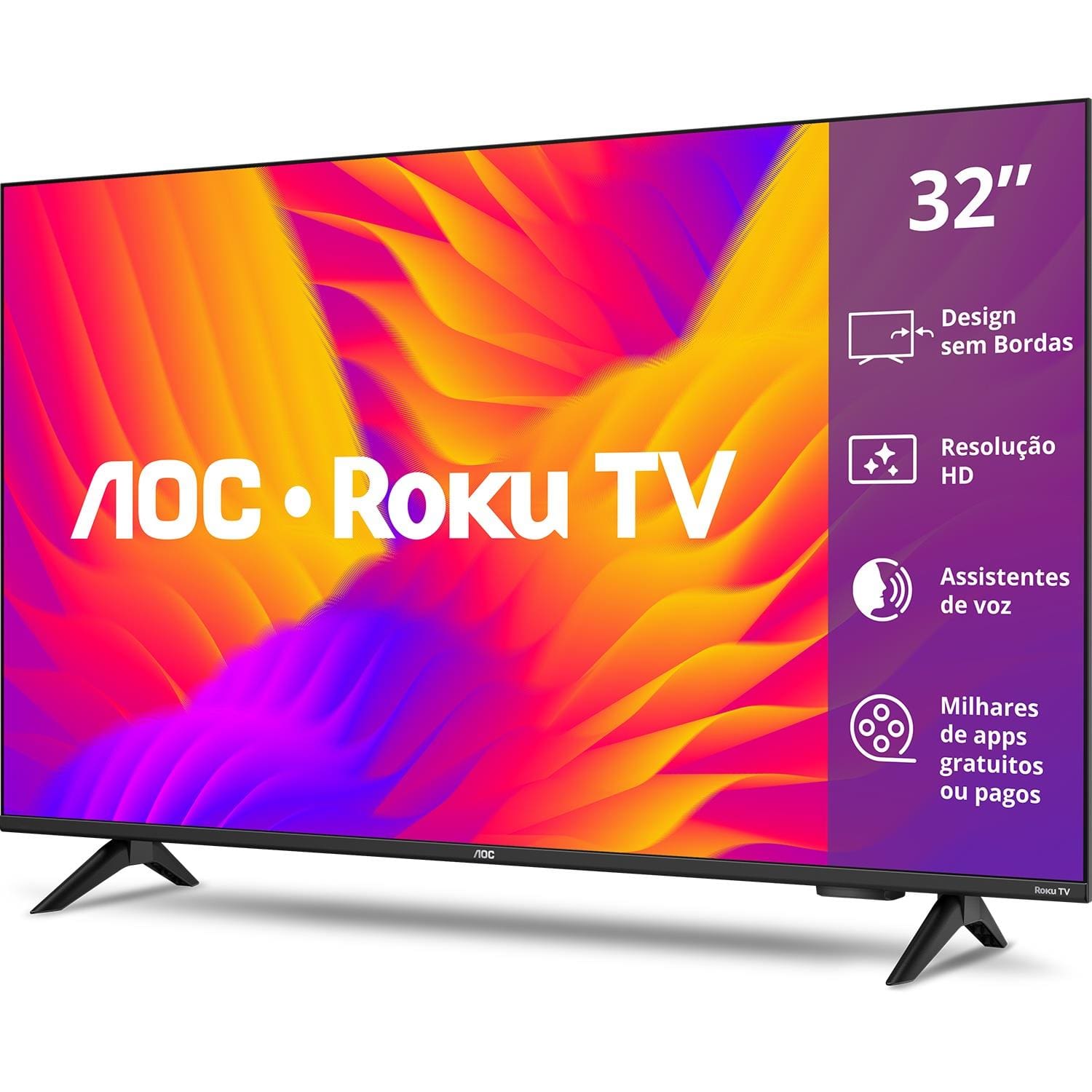 Smart TV 32" HD AOC 32S5155/78G Roku TV Wi-Fi Dolby Audio Preta - 2