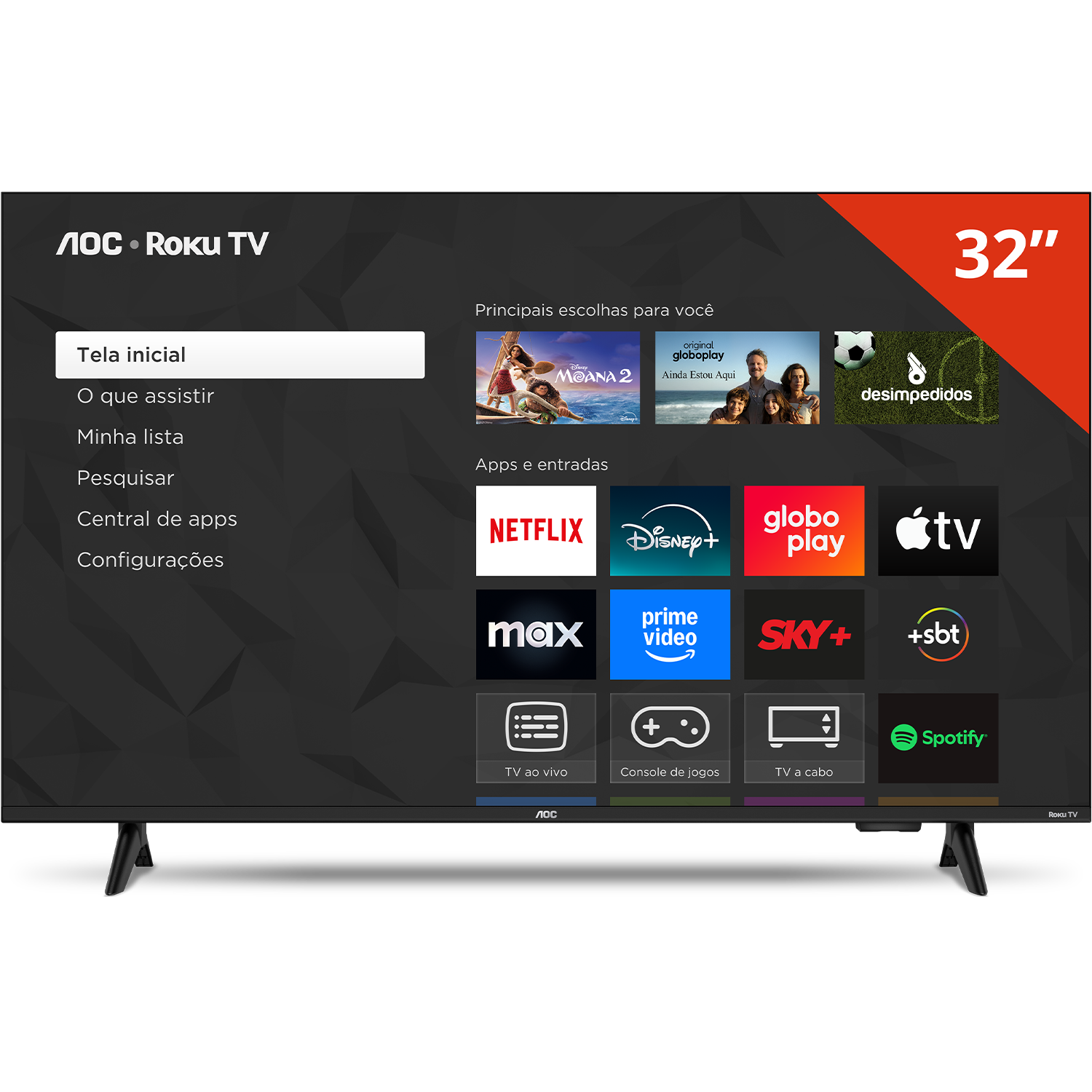 Smart TV 32" HD AOC 32S5155/78G Roku TV Wi-Fi Dolby Audio Preta - 3