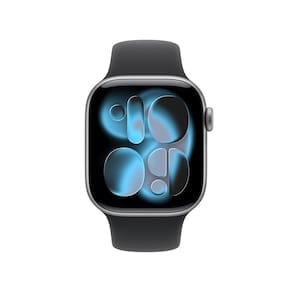 Apple Watch Series 11 GPS 42mm Cinza-Espacial Pulseira P/M Esportiva Preta - 1