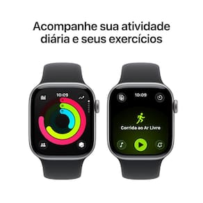 Apple Watch Series 11 GPS 42mm Cinza-Espacial Pulseira P/M Esportiva Preta - 3