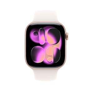 Apple Watch Series 11 GPS 46mm Ouro Rosa Pulseira P/M Esportiva Blush-Clara - 1