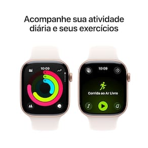 Apple Watch Series 11 GPS 46mm Ouro Rosa Pulseira P/M Esportiva Blush-Clara - 3