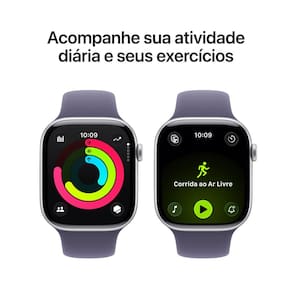Apple Watch Series 11 GPS 46mm Prateado Pulseira M/G Esportiva Roxo-Névoa - 3
