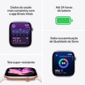 Apple Watch Series 11 GPS 42mm Prateada Pulseira P/M Esportiva Roxo-Névoa - 2