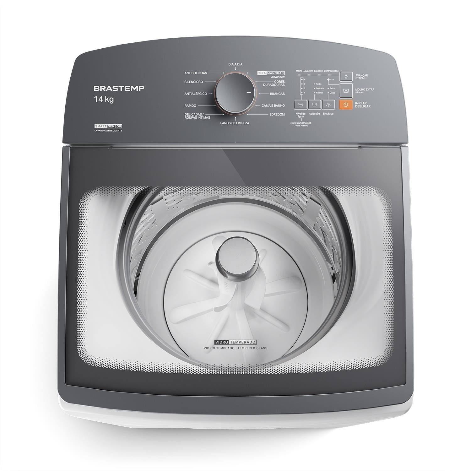 Máquina de Lavar Brastemp BWF14AB 14kg Smart Sensor Ciclo Tira Mancha Cesto Inox Branca - 110V - 2