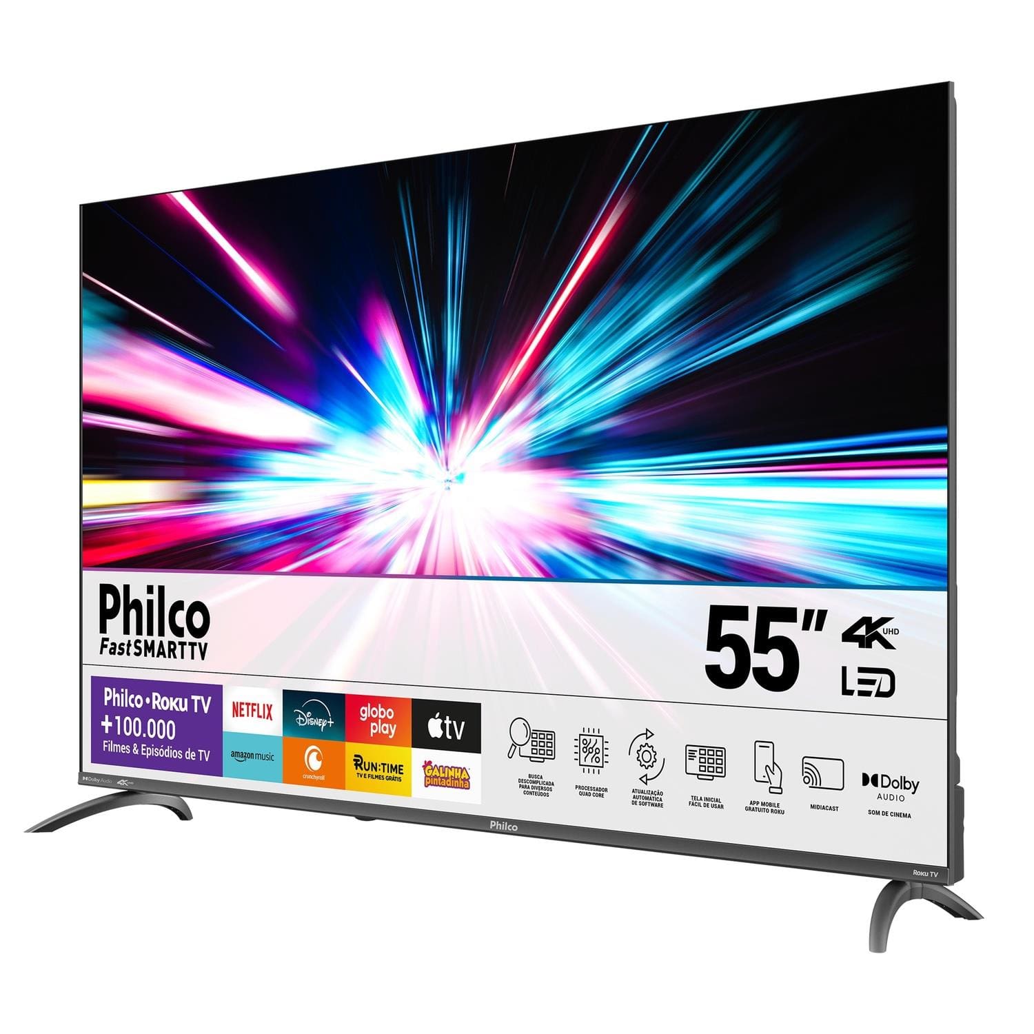 Smart TV Philco 55" 4K UHD P55CRA Roku TV Dolby Audio Quad Core Space Gray - 1