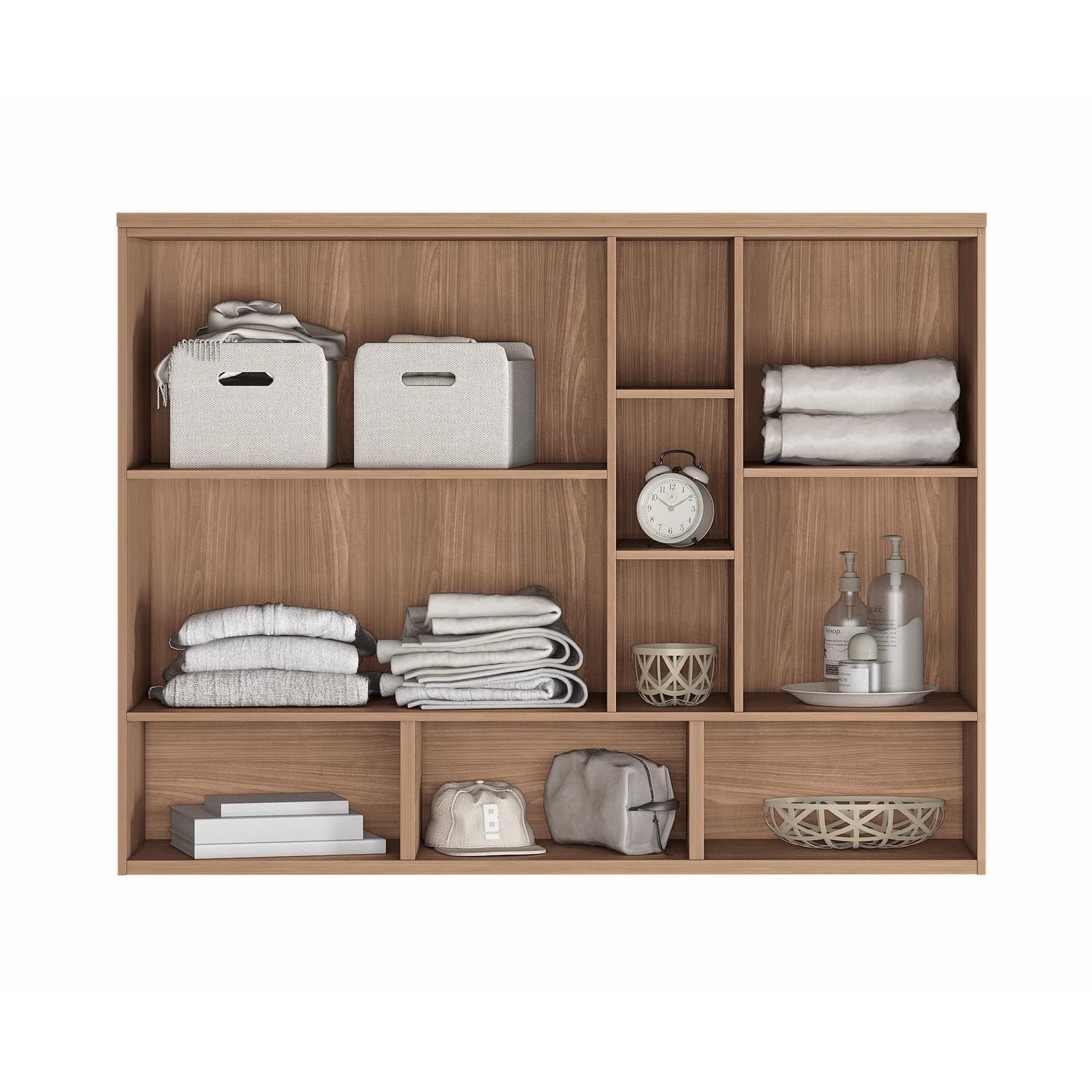 Armário Módulo Aéreo Santos Andirá Toledo Ponte 3 Portas 6 Prateleiras Iluminação LED 146cm Wood - 1