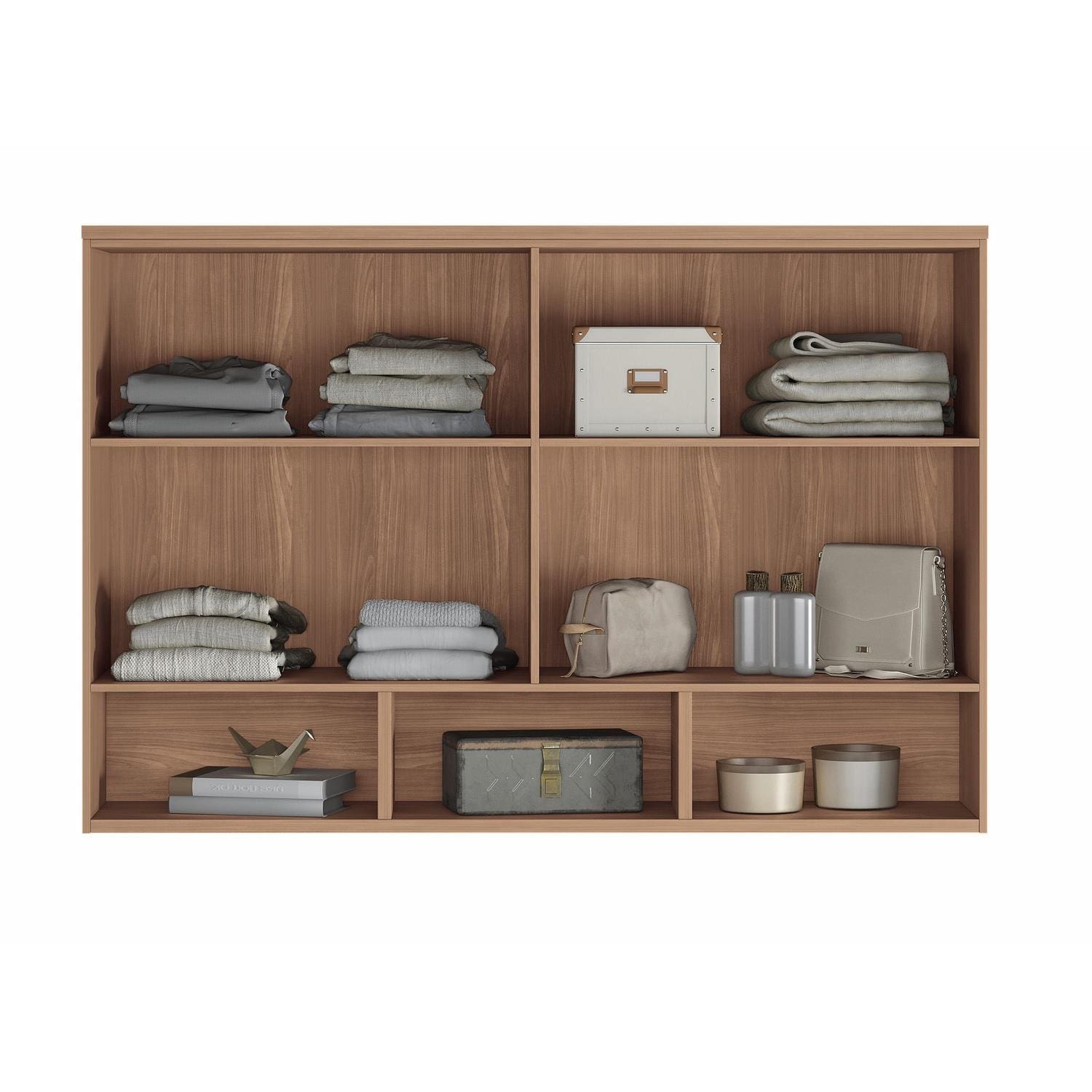 Armário Módulo Aéreo Santos Andirá Toledo Ponte 3 Portas 6 Prateleiras Iluminação LED166cm Wood - 1