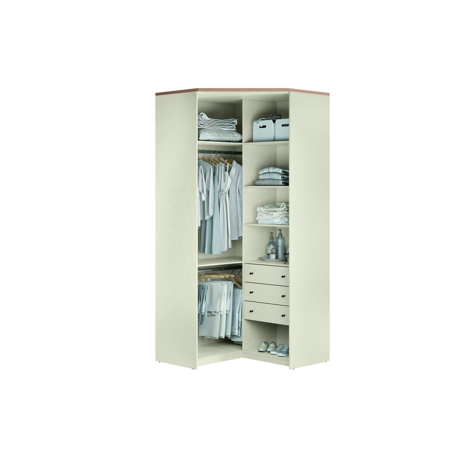 Guarda-Roupa Closet Modulado Santos Andirá Toledo 2 Portas Reflecta 3 Gavetas 6 Prateleiras Iluminação LED - Areia - 1