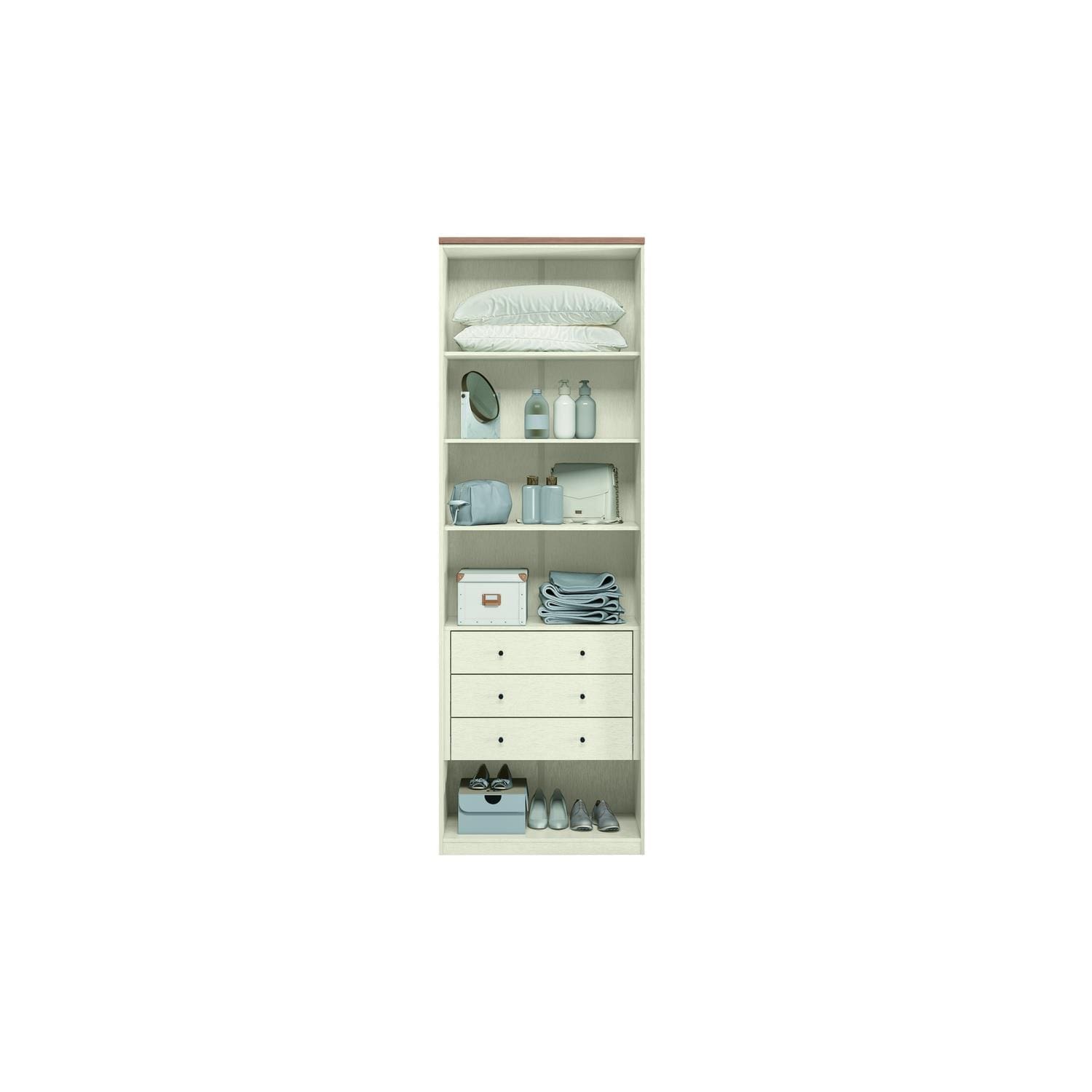 Armário Modulado Santos Andirá Toledo 2 Portas Reflecta 2 Prateleiras 3 Gavetas 240x80cm - Areia - 2