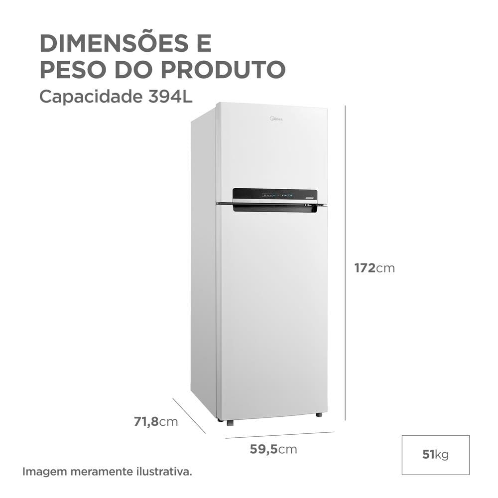 Geladeira Midea Frost Free Duplex 394L Inverter Branca | Shopping
