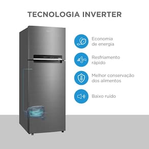 Geladeira Midea Frost Free Duplex 394L Inverter Inox - 220V - 3