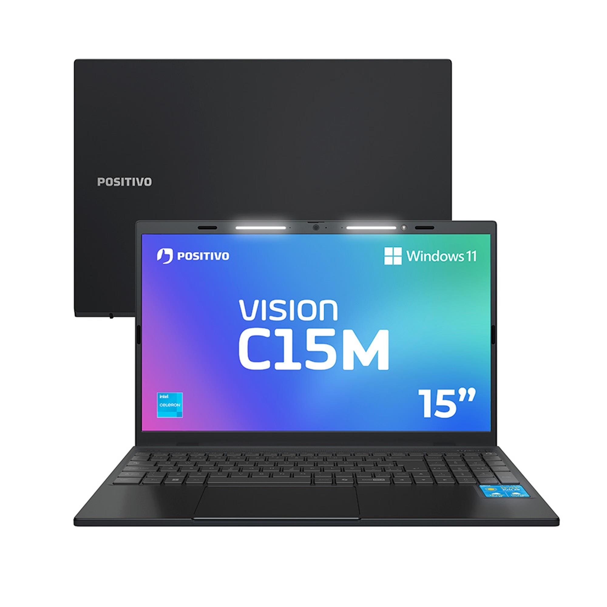 Notebook Positivo Intel Celeron N4500 4GB RAM 128GB eMMC 15.6” Windows 11 Vision C15M C4128B-15 Cinza
